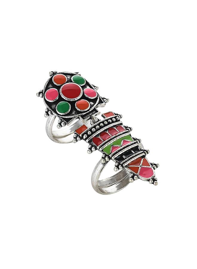 Folklore Beaded Coloured Enamel Long Ring | Folklore Beaded Coloured ...