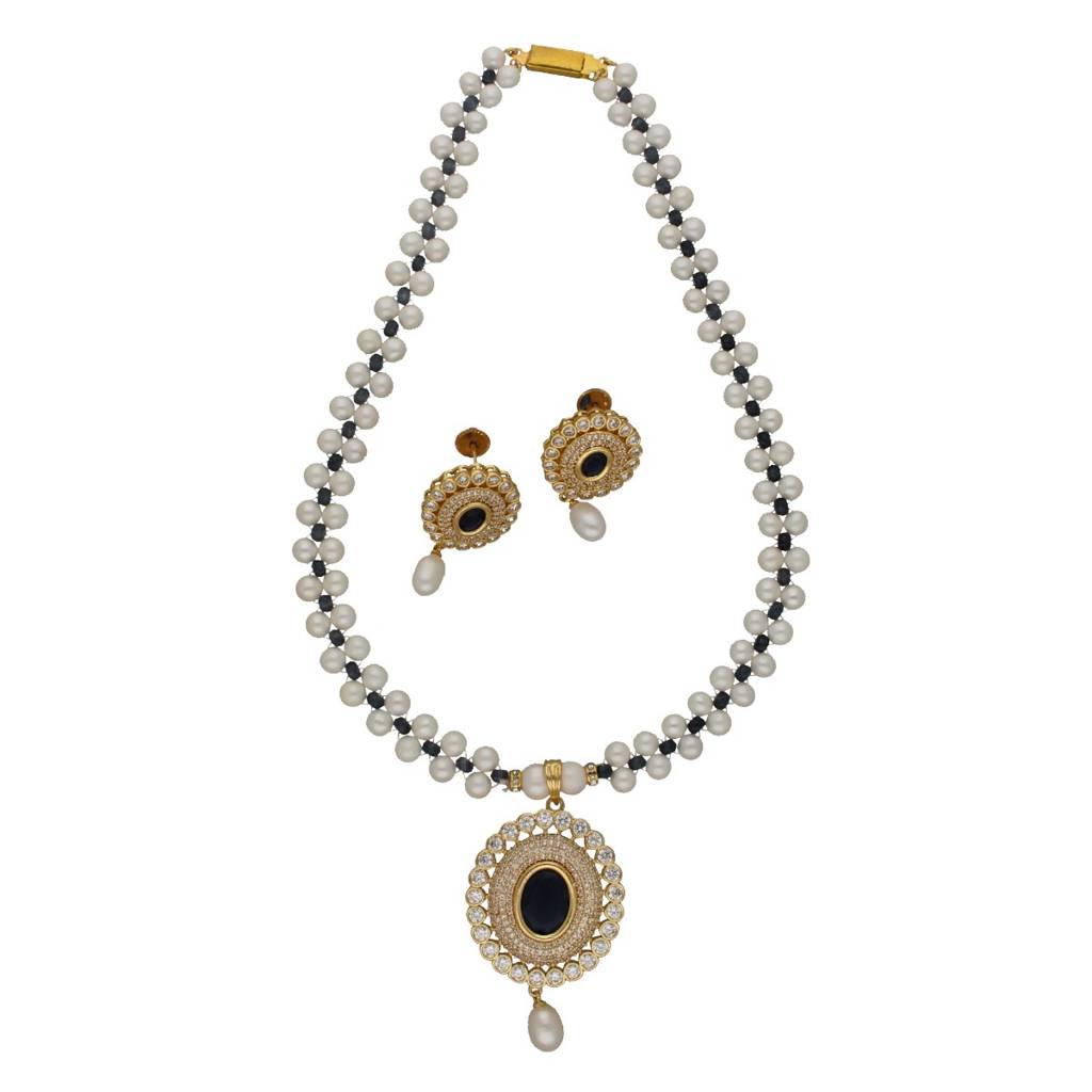 Rosette Pearl Necklace Set : JPFEB-24-019