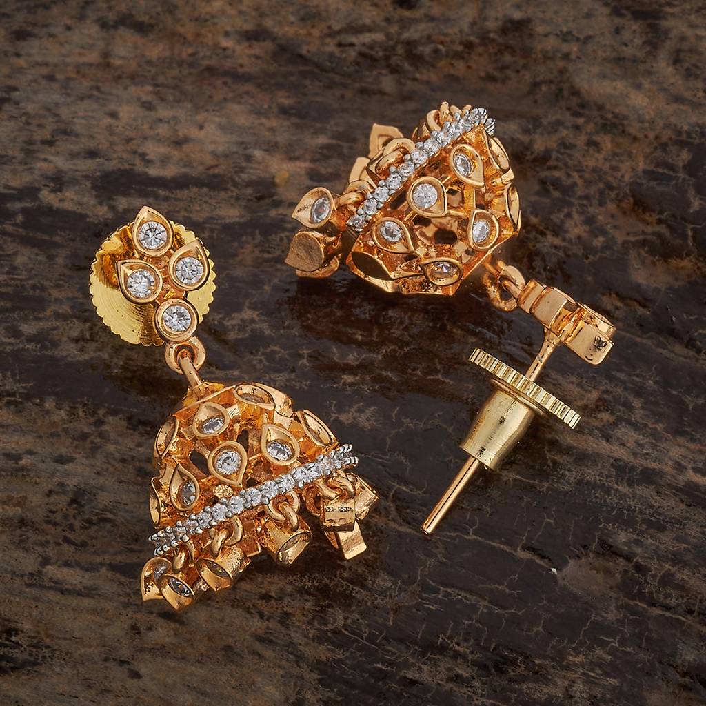 Kushal'S Fashion Jewellery White Rhodium-Plated Party Zircon Jhumkas-182842 : 436490