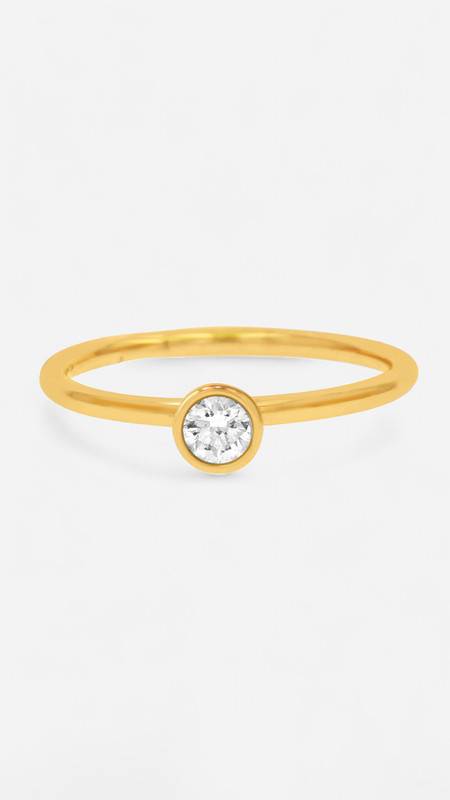 Trisu 925 Sterling Silver Gold Plated Cubic Zirconia Studded Vermeil Solitaire Finger Ring : TSRI-BAL-16-18G-2032