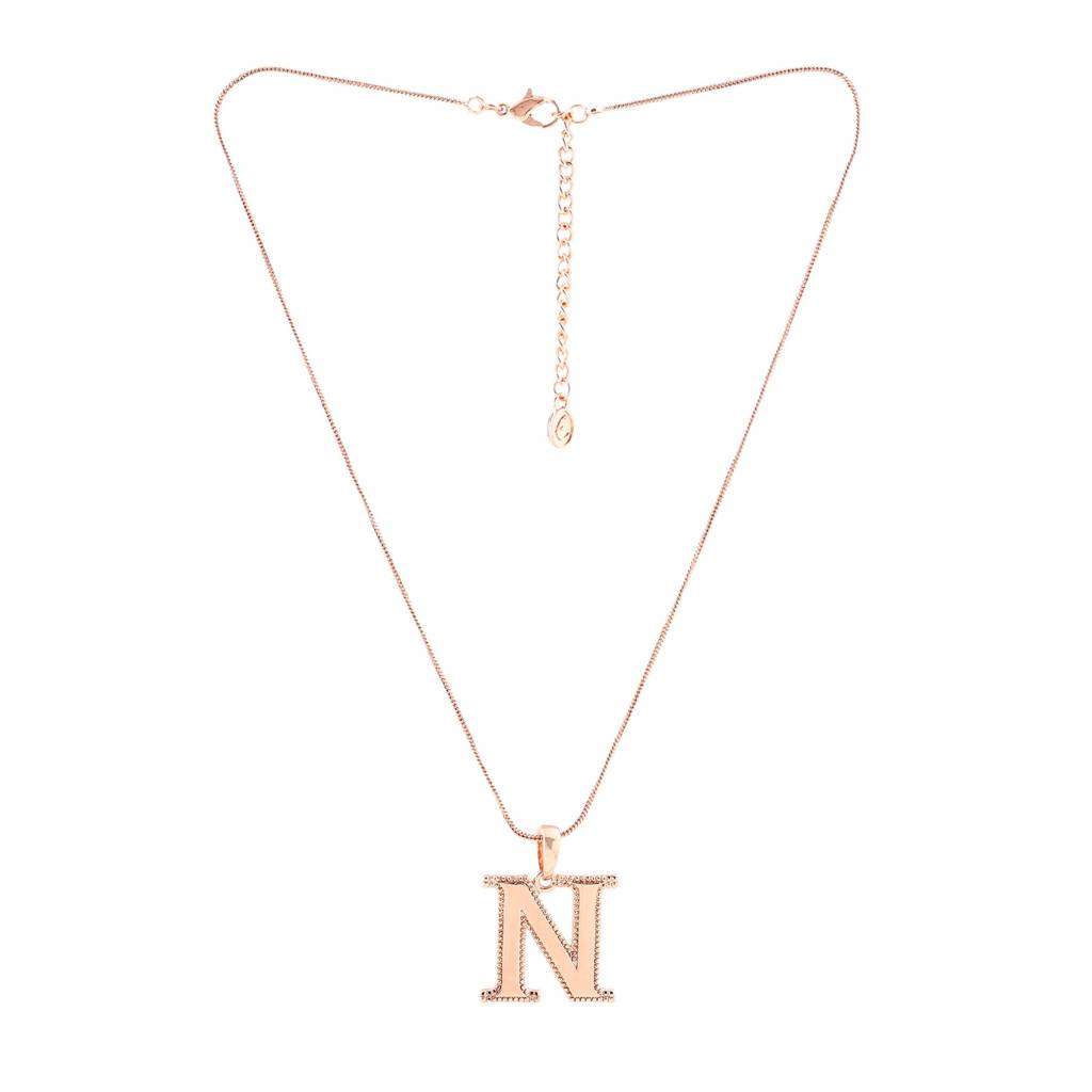 Estele Rosegold Plated N Letter Charm Pendant For Women : 1009-NPENDANT