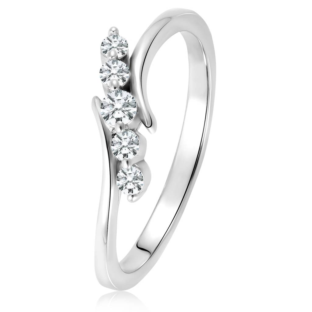925 Sterling Silver Rhodium Plated Cubic Zirconia Proposal Ring For Women Girls : PF23R08-6