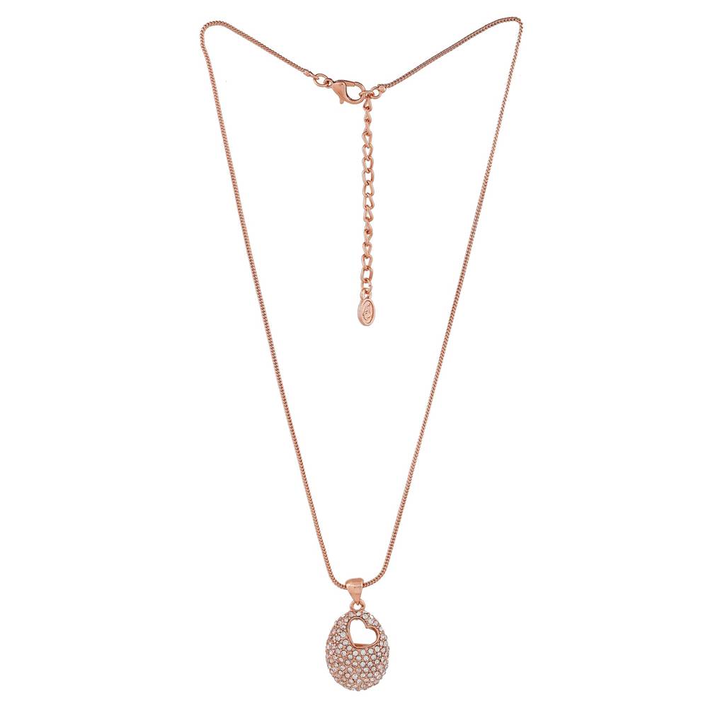 Estele Rosegold Plated Heart-Shaped Pendant With Austrian Crystals For Women : 601-RGPENDANT