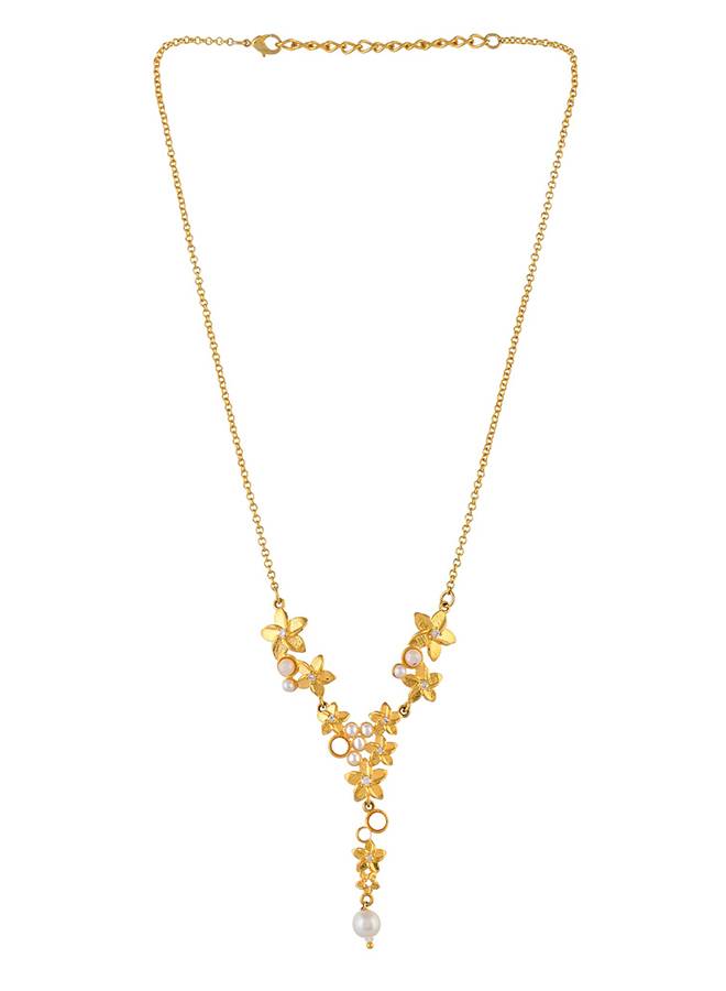Voylla Hawaii Plumeria Pearl  Necklace : 8905124521665