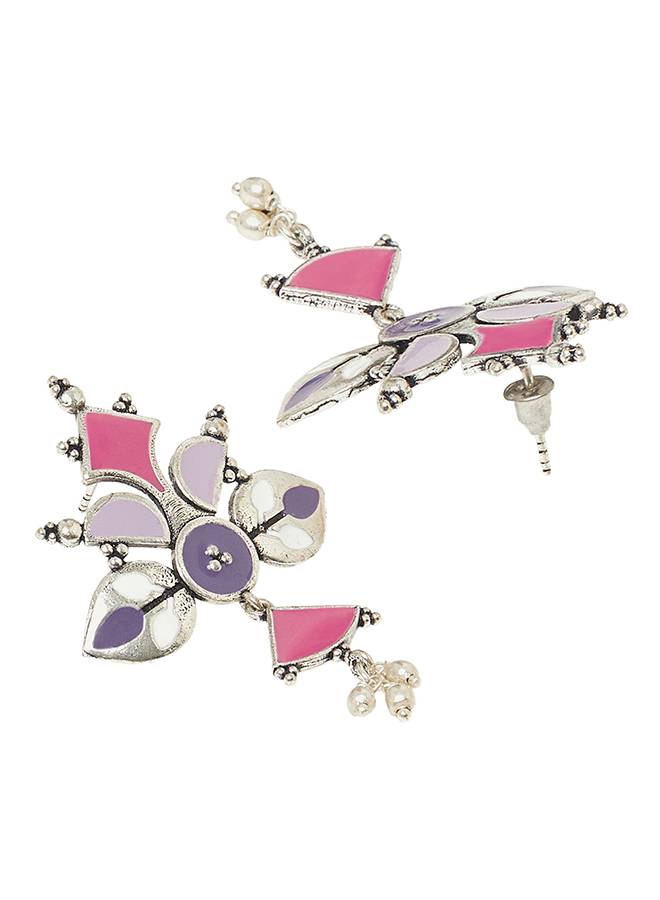 Festive Hues Colourful Silver Toned Jewellery Set : 8905124458909
