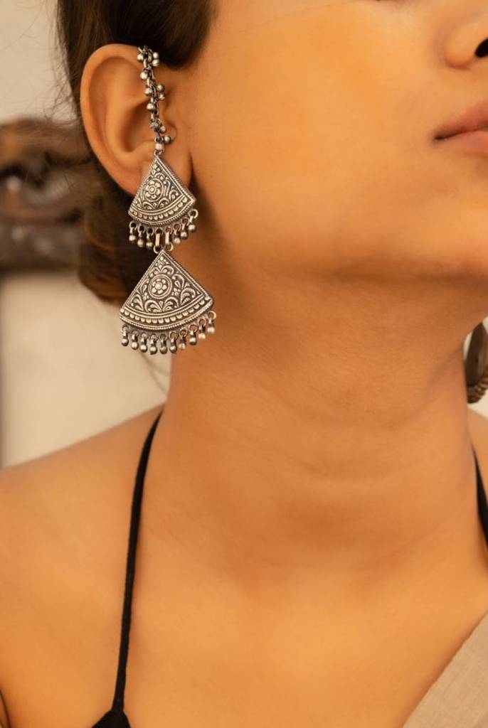 Mizoya Triangle Layered Kaanchain Earring : SE165-1-1
