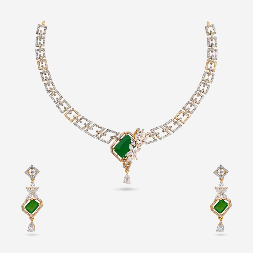 Gold-Plated Party Zircon Jewellery Set - 453995 : 453996