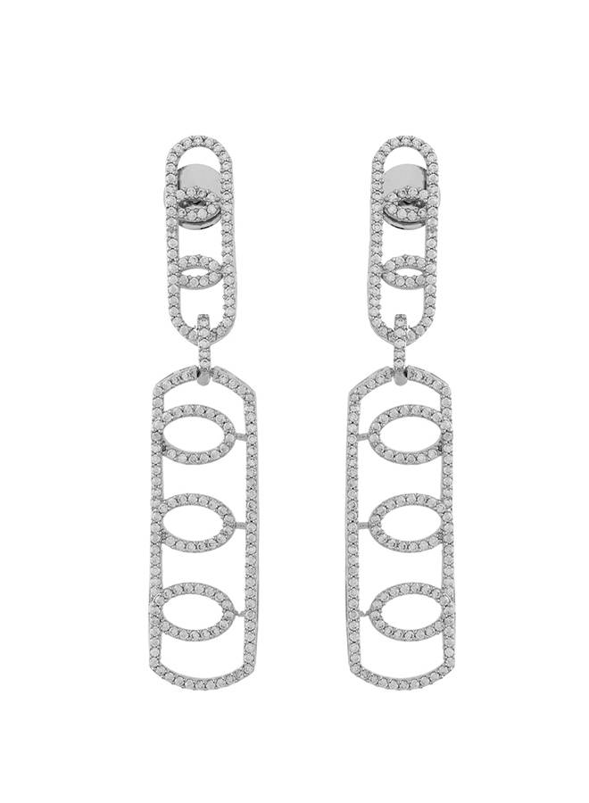 Glamorous Long American Diamond Dangler Earrings - Sparkling Elegance : 8905124528527