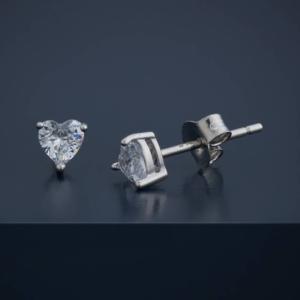 Kushal'S Fashion Jewellery White Gold-Plated Zircon 92.5 Sterling Silver Studs-183203 : 437820