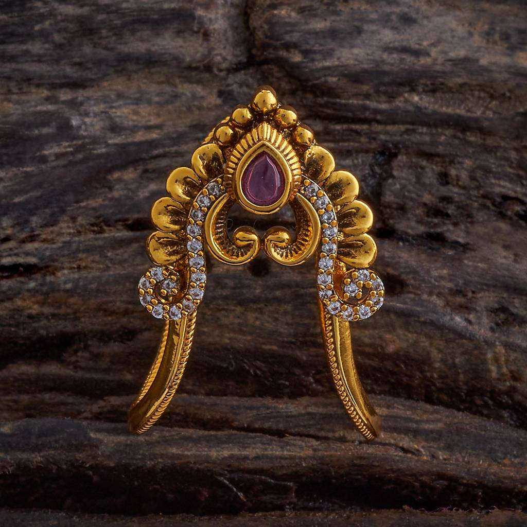 Kushal'S Fashion Jewellery Ruby Gold-Plated Ethnic Copper Antique Finger Ring-177820 : 426157