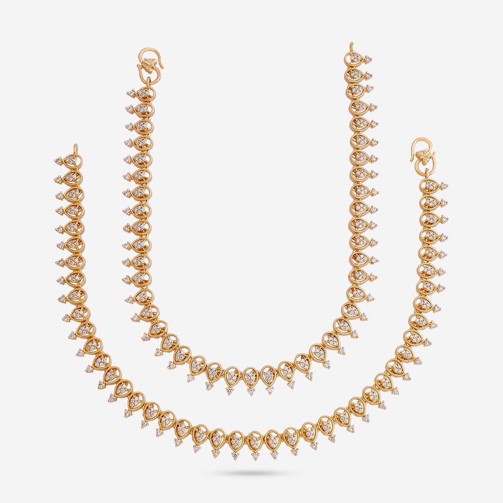 White Gold-Plated Party Zircon Anklet  -444775 : 444775