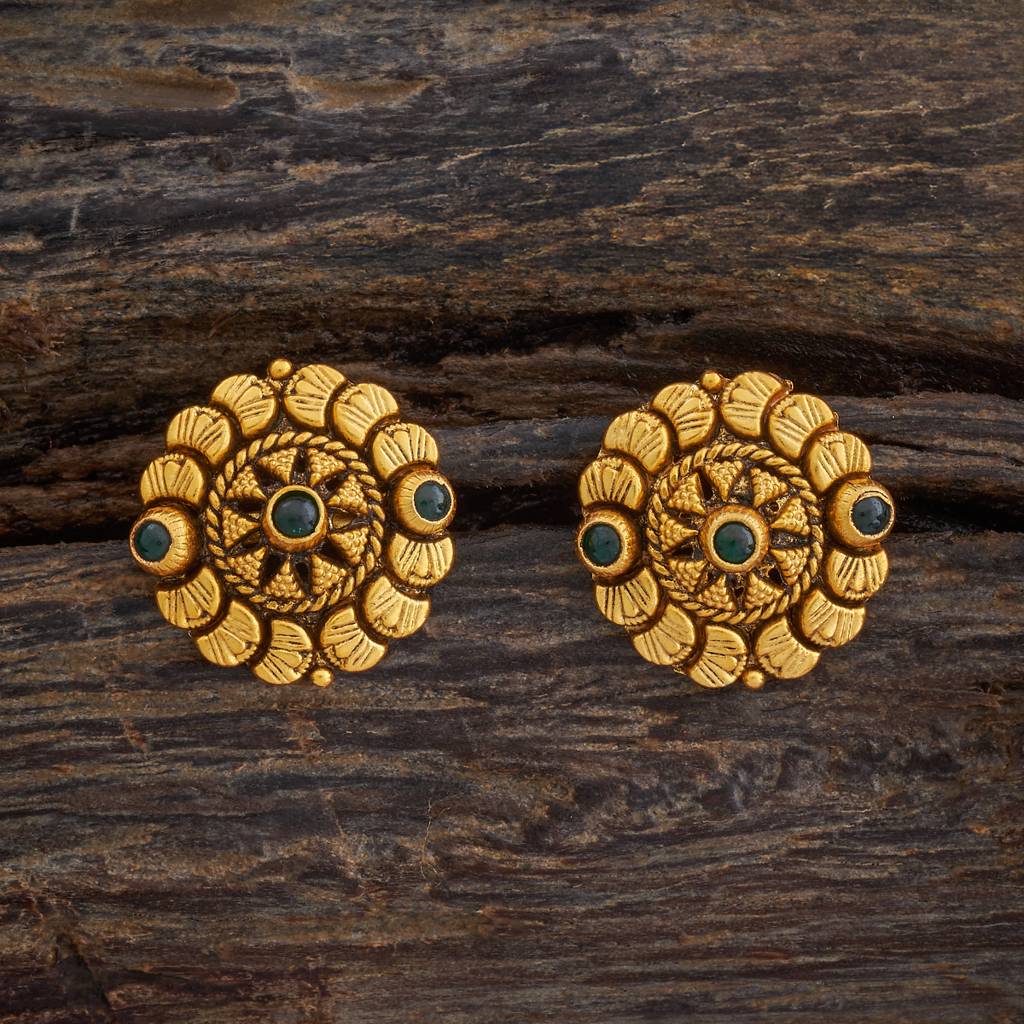 Kushal'S Fashion Jewellery Oxidised Gold-Plated Ethnic 92.5 Pure Silver Temple Studs-177442 : 425379
