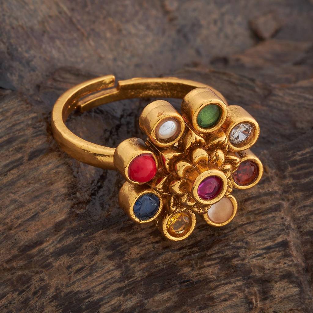 Kushal'S Fashion Jewellery Gold-Plated Antique Finger Ring-180044 : 430465