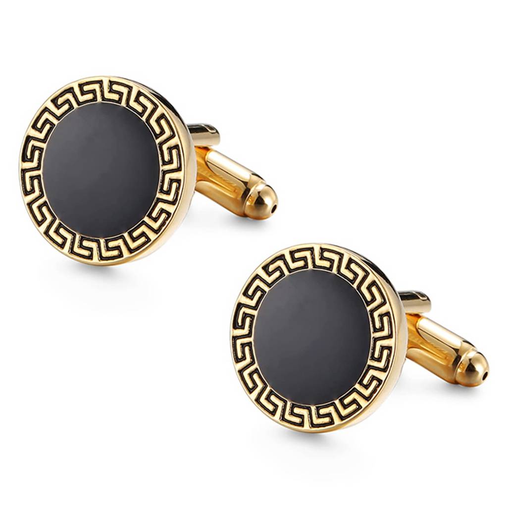 Black Gold Two Tone Cufflinks Set Stylish Accessories For Men & Boys Wedding Business Gift (Px9Cl118G) : PX9CL118G