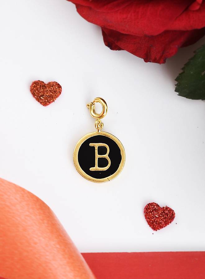 Valentine'S Day Collection Alphabet Black Enamel Charm : 8905124491470
