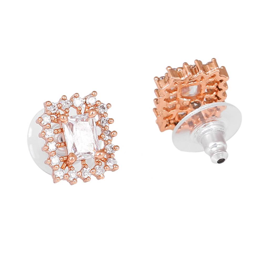 Estele Rose Gold Plated Cz Square Designer Mangalsutra Necklace Set With White Stone For Women. : ADMS038-RGWENKER