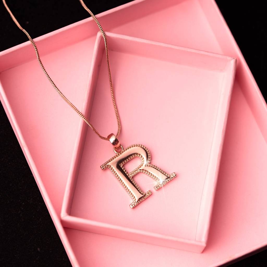 Estele Rosegold Plated R Letter Charm Pendant For Women : 1009-RPENDANT
