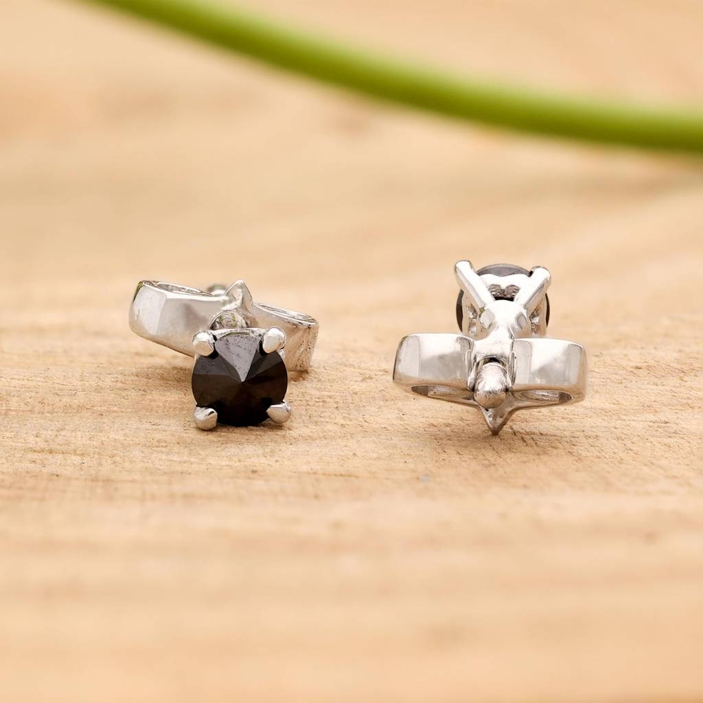 925 Silver Black Cz Stud Earrings Â Minimalist Unisex Jewelry Handmade Gift : SE_000583