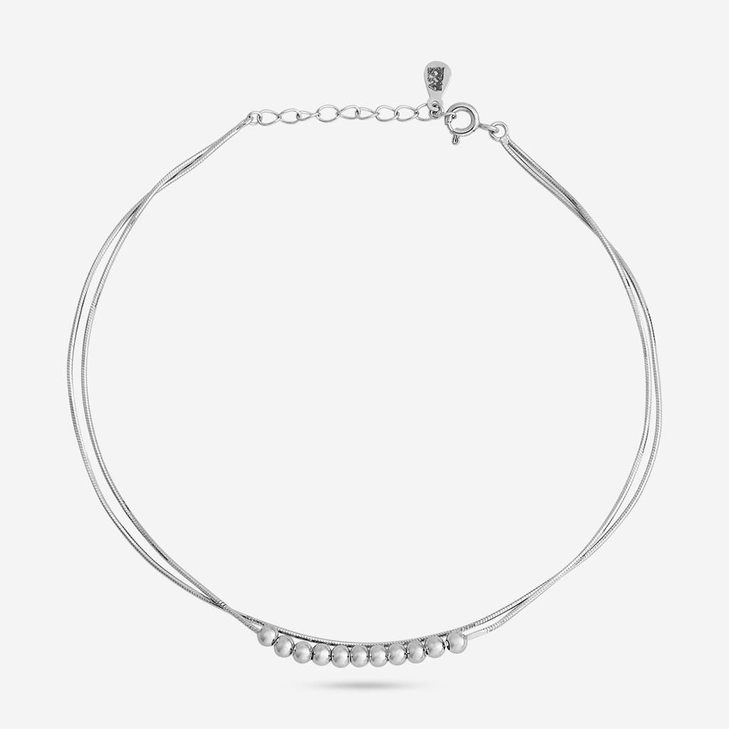Gold Rhodium-Plated Party 92.5 Sterling Silver Anklet  -448073 : 448073