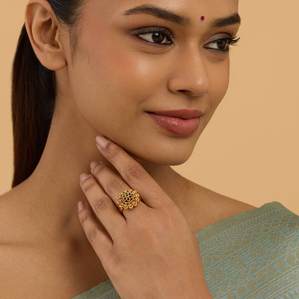 Kushal'S Fashion Jewellery Gold Plated Antique Finger Ring-178642 : 427717