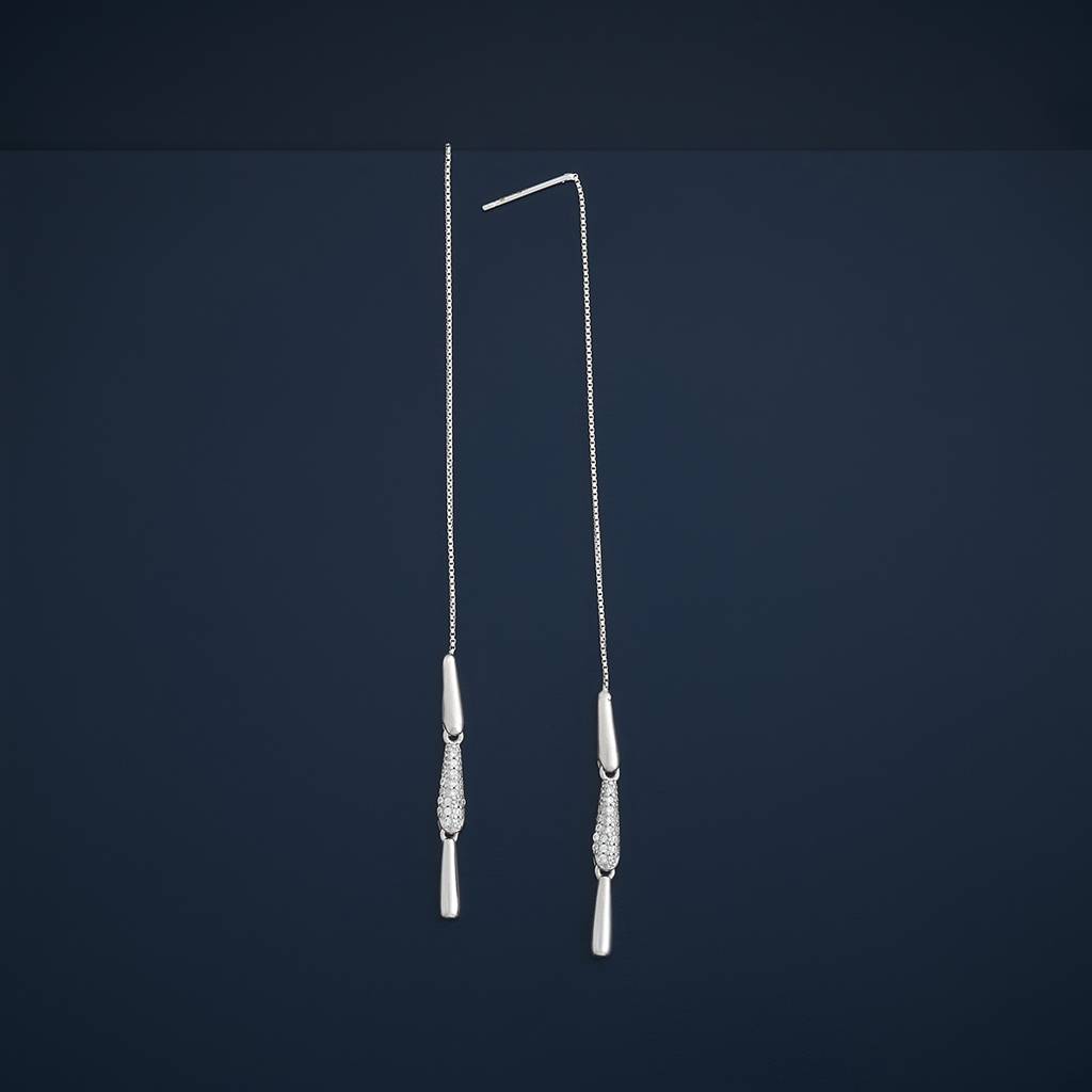 Kushal'S Fashion Jewellery White Rhodium-Plated Party Zircon 92.5 Sterling Silver Drop Earrings-183087 : 437160