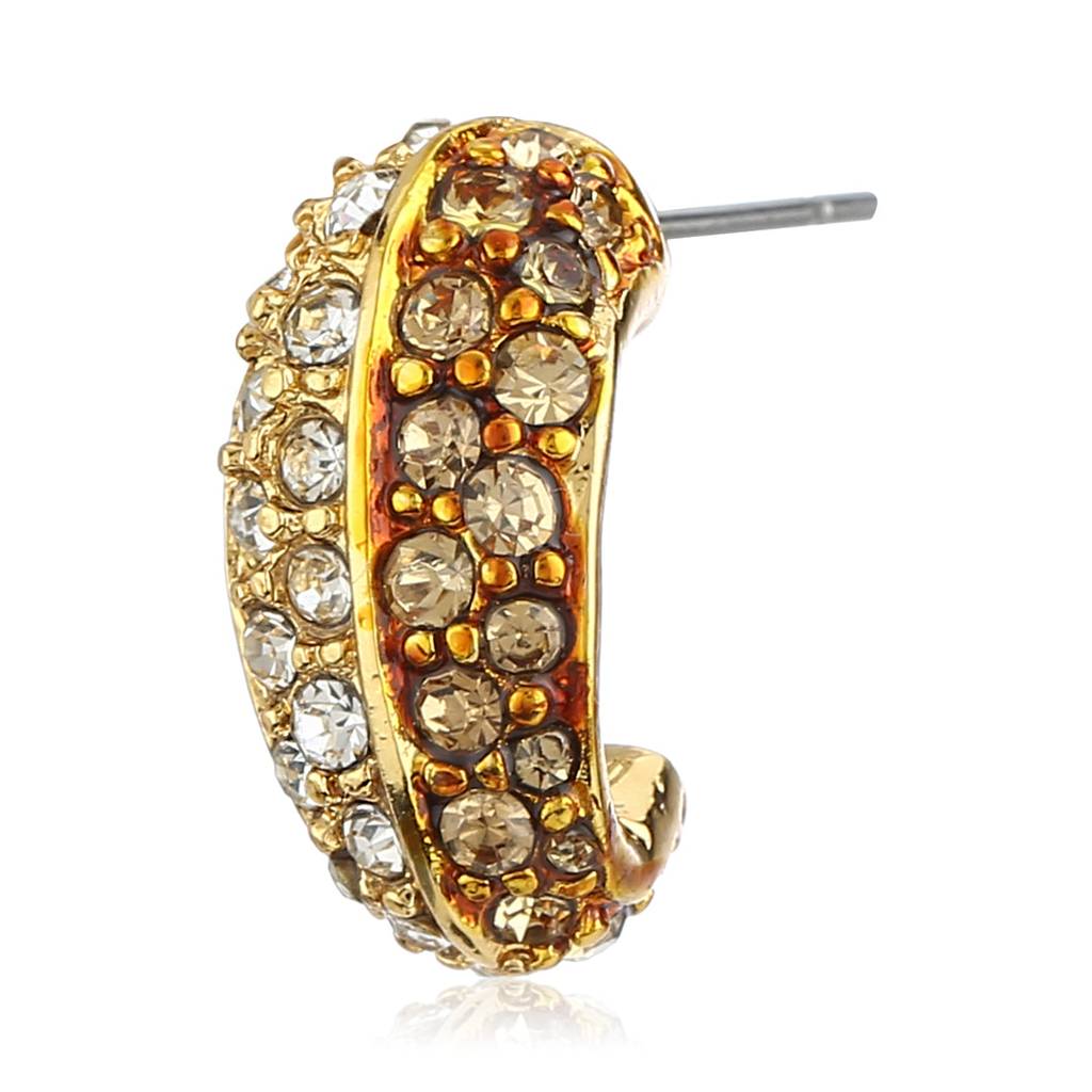 Estele Gold Plated White Austrian Crystal Stone Stud Earrings For Women, Girls : 542701ER