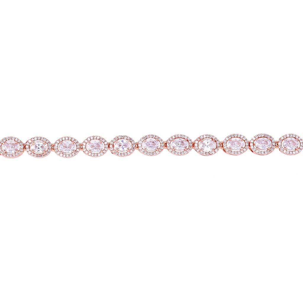 Estele Rosegold Plated Shimmering Charm Bracelet With White American Diamonds: Trendy & Versatile Jewelry For  : AD-065-RGWEBR