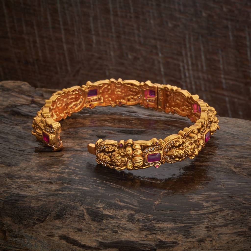 Kushal'S Fashion Jewellery Ruby Gold-Plated Ethnic Antique Bangle-185525 : 442564