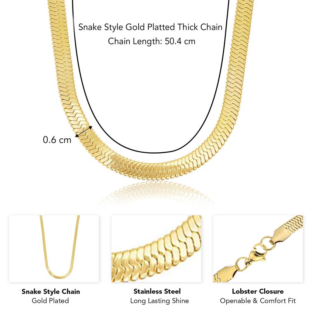 Gold Plated Stainless Steel Herringbone Chain Stylish Fashion Jewellery For Men : PX5CH66G