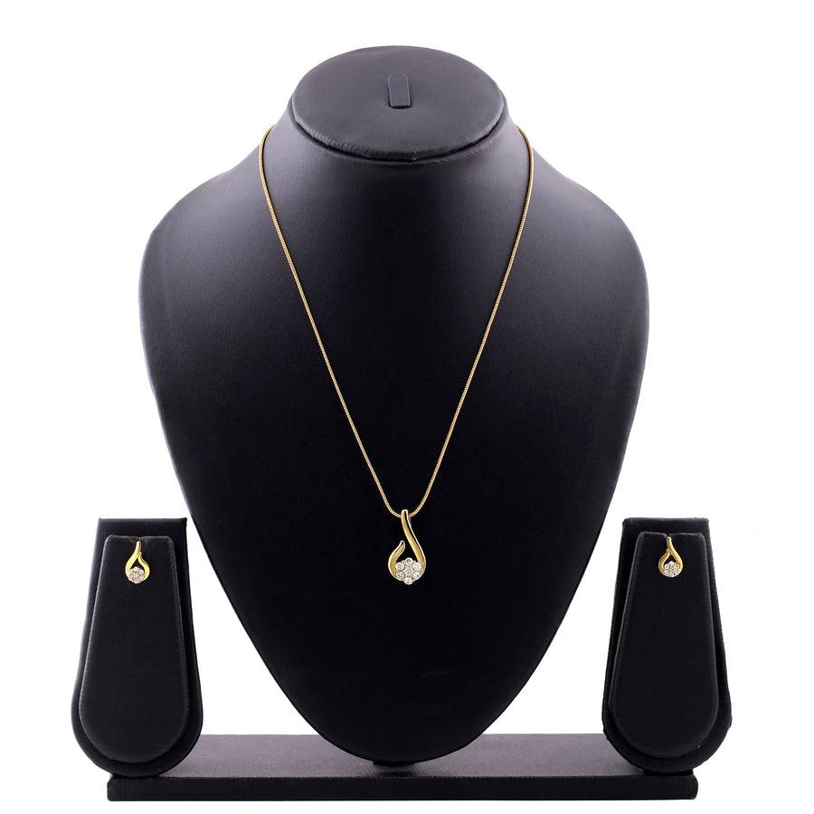 Estele Gold Plated Cz Jasmine Flower Designer Necklace Set For Women : AD-306NKER