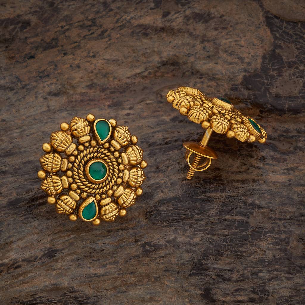 Kushal'S Fashion Jewellery Oxidised Gold-Plated Ethnic 92.5 Pure Silver Temple Studs-177441 : 425377