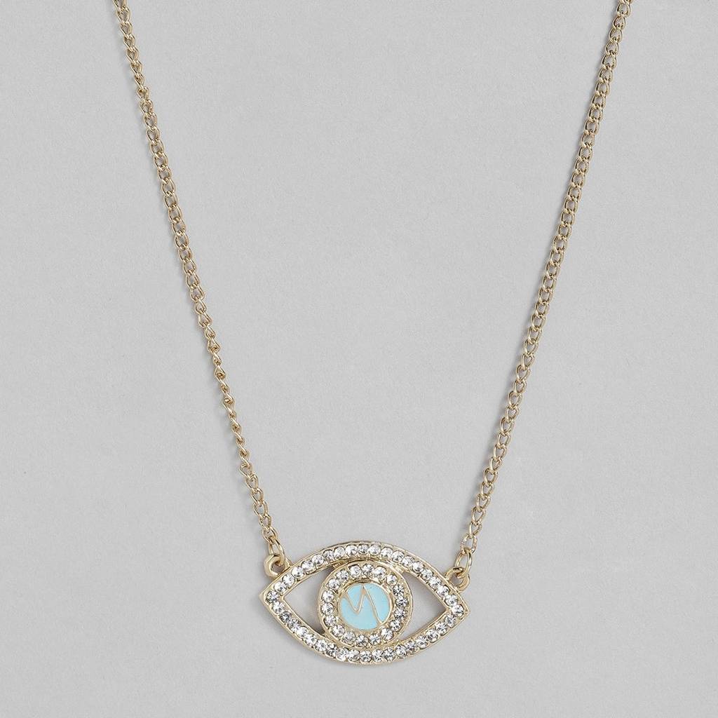 Estele Gold Plated Bedazzled Lucky Evil Eye Charm Pendant For Women. : 884-IGPENDANT