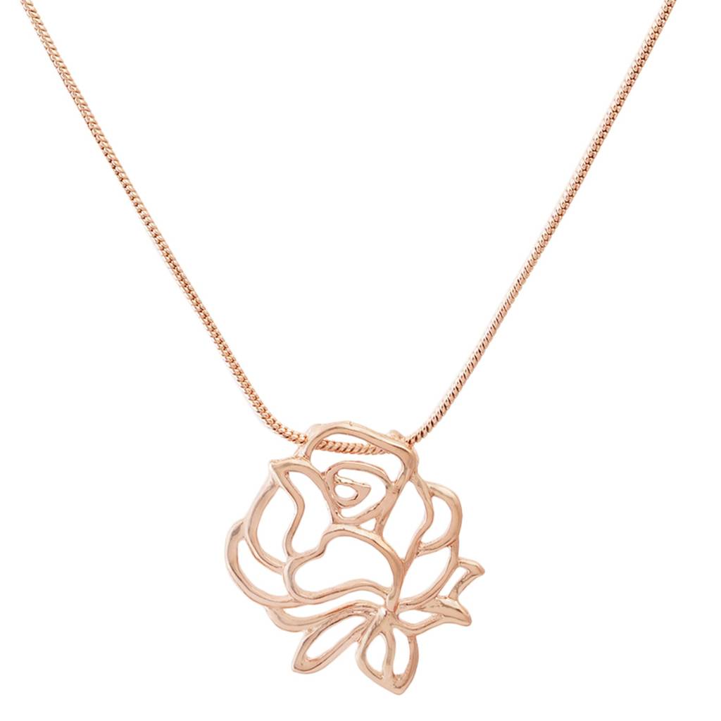 Estele Rosegold Plated Rose Filigree Pendant Set For Women : 9207NKER