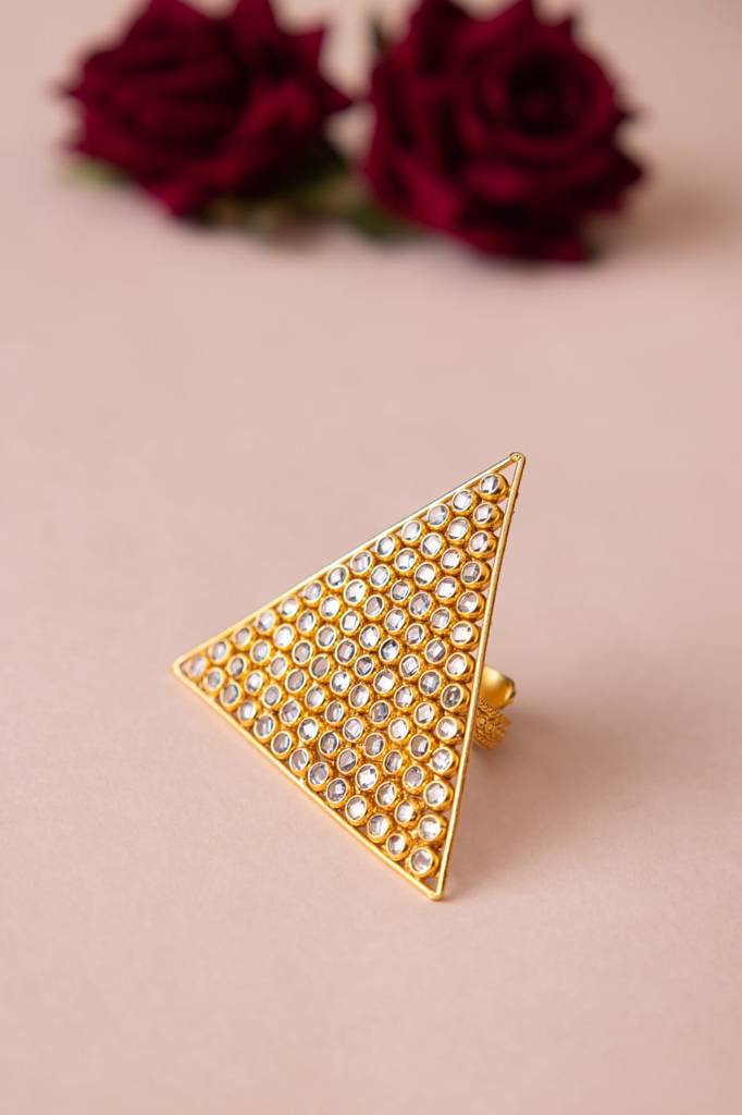 Essence Scintillating Triangle Gold Cocktail Ring : SR30083