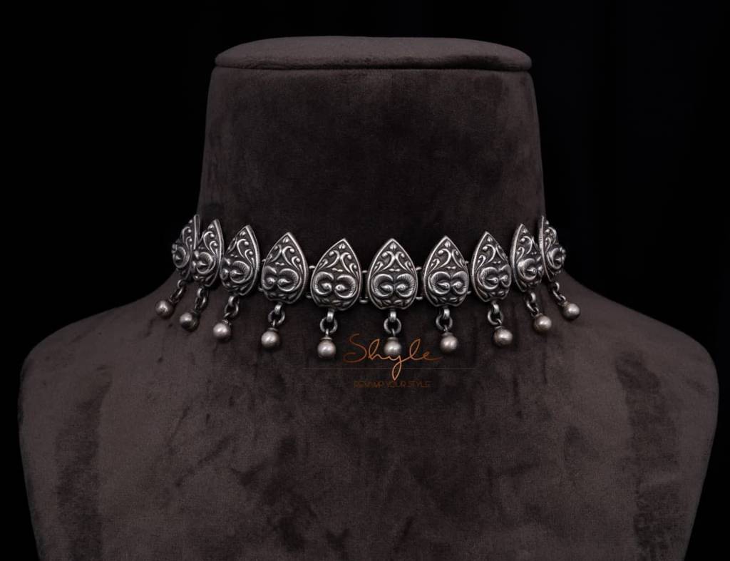 Mizoya Dual Peacock Ball Drop Intricate Choker : SN1107