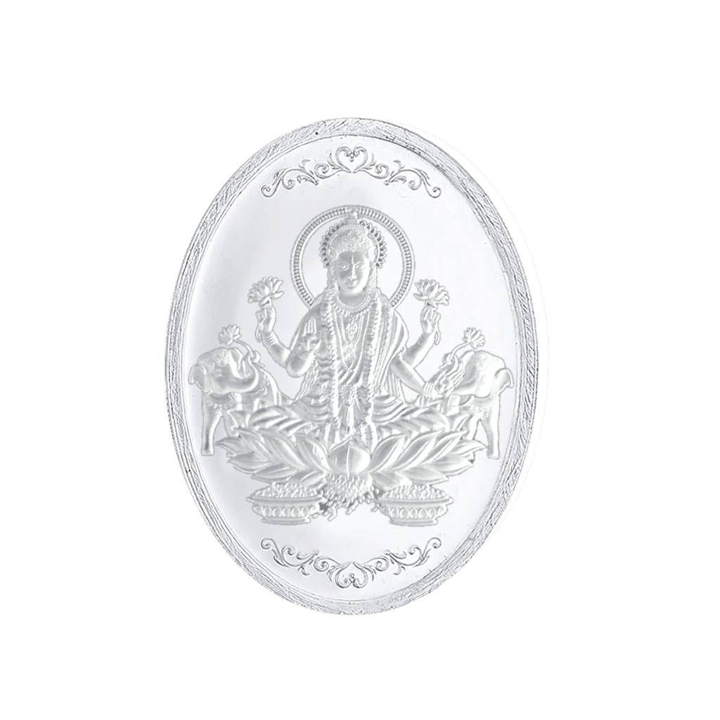 Sri Jagdamba Pearls 5 Grams 99.9%  Laxmi Oval  Silver Coin : JPSEP-16-064-5