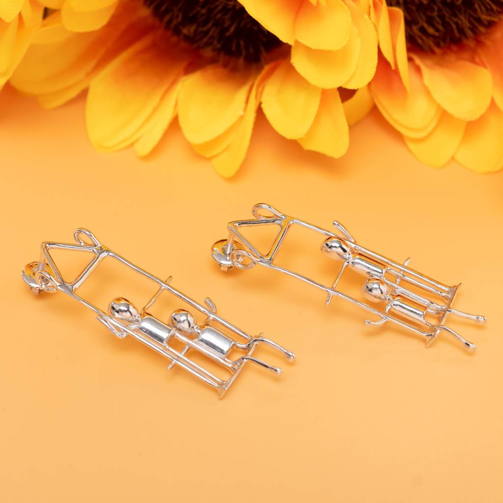 925 Silver Swing Earrings | Stick Figure Dangle Art Jewelry Gift For Her : SE_000689
