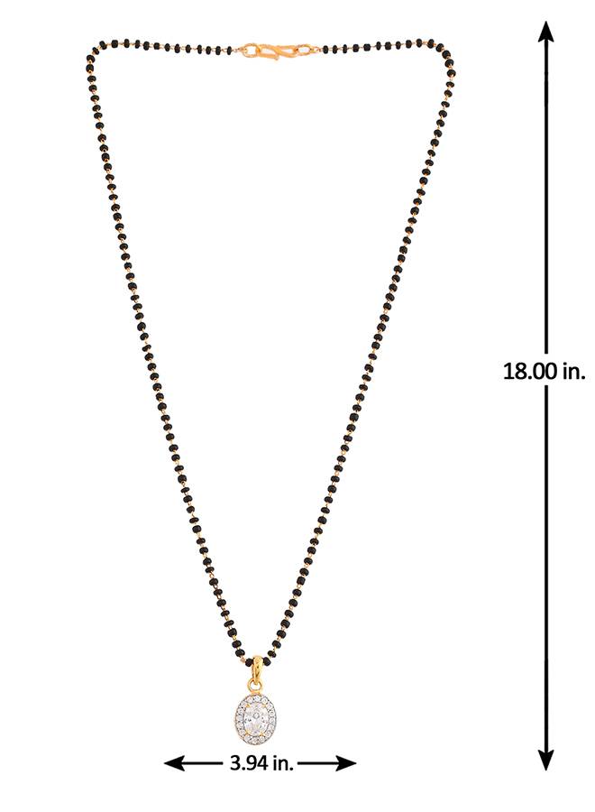 Sparkling Essentials White Oval Cz Studded Gold Plated Mangalsutra Set : 8905124495089
