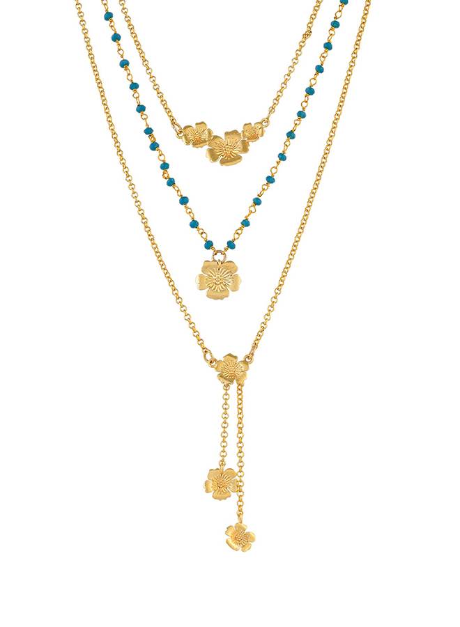 Voylla Hawaii Hibiscus Multi-Layered Necklace : 8905124521672