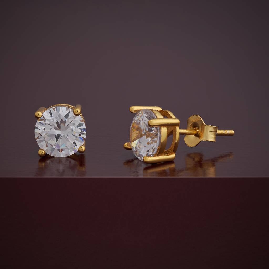 Kushal'S Fashion Jewellery White Gold-Plated Zircon 92.5 Sterling Silver Studs-183248 : 437824