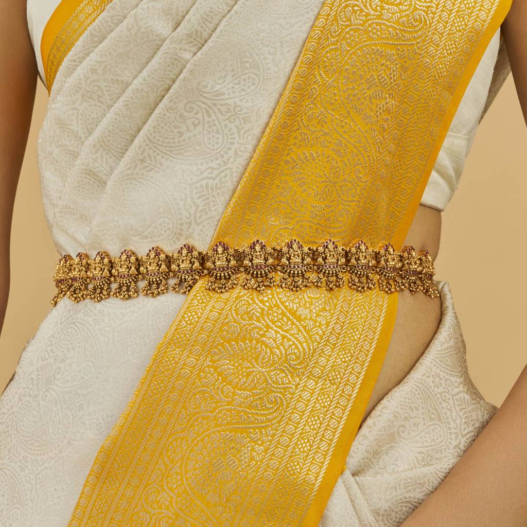 Ruby Gold-Plated Ethnic Antique Belt  -430207 : 430207