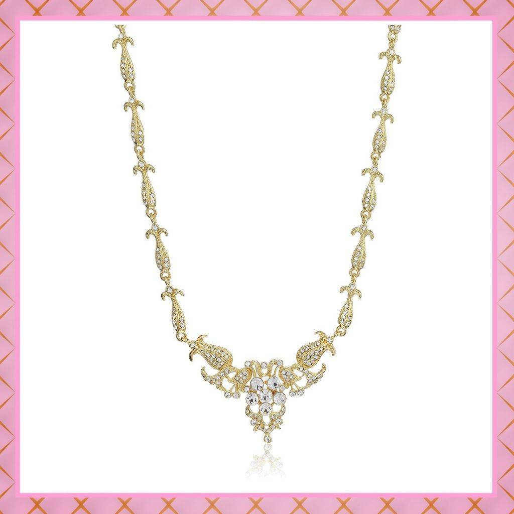 Estele Gold Plated Blaze Designer Necklace Set With Crystals For Women : 5922NKER