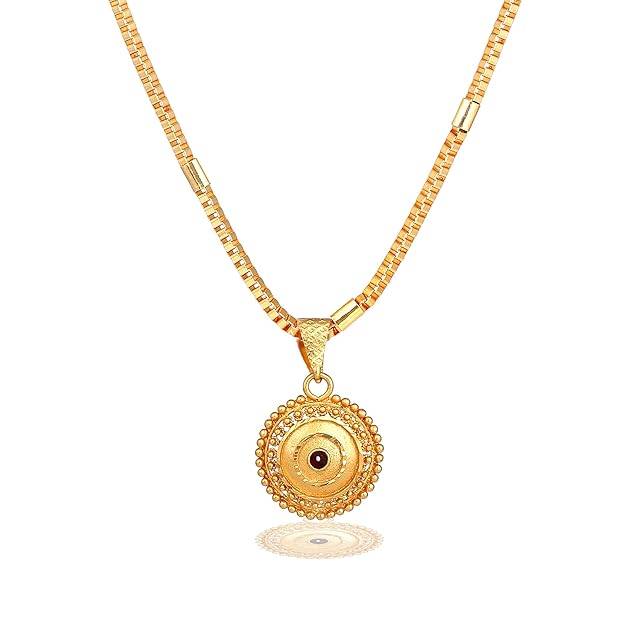 Gehena By Estele Fashion Jewelry Floral Pendant Necklace For Women: Gold Plated Trendy Floral Pattern Li : OSAK027-IGRDPENDANT
