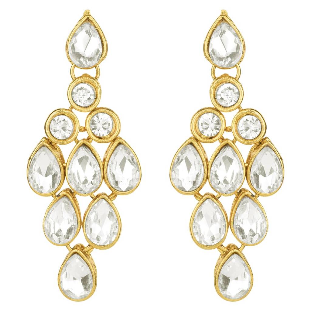 Gold-Plated Brass And Kundan Jewellery Set With Earrings Mang Tika For Women & Girls-Pf25Brc002 : PF25BRC002W