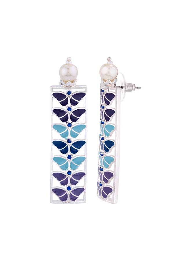 Butterfly Blue Dangler Earrings : 8905124049602