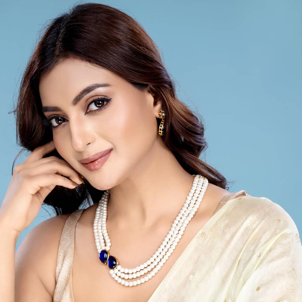 Pearl Mala Necklace & Earrings For Women Girls Traditional Ethnic Jewellery Set-Pf26N1145 : PF26N1145B