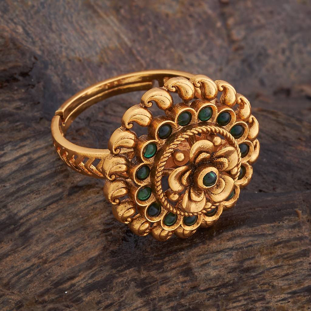 Kushal'S Fashion Jewellery Gold Plated Artificial Stones Studded Finger Ring-178638 : 427709