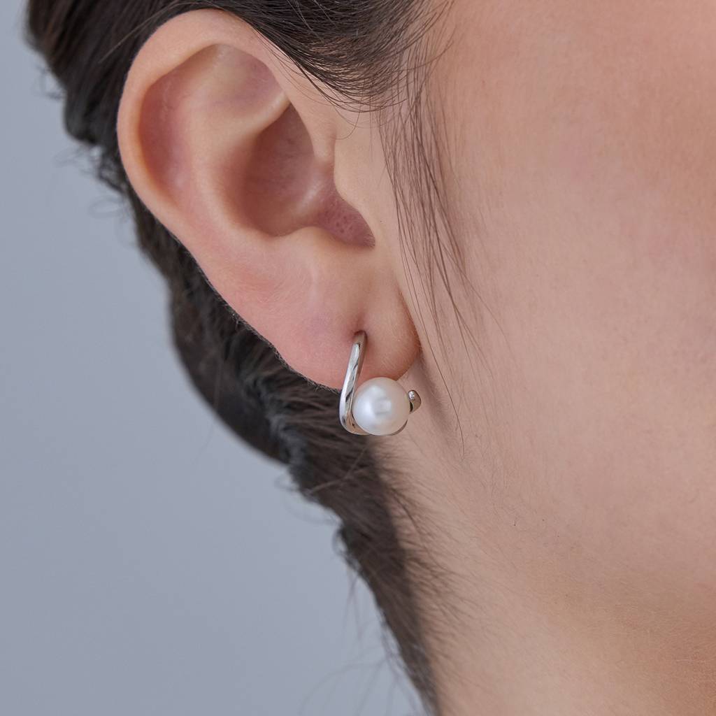 Kushal'S Fashion Jewellery Pearl Plated Party 92.5 Sterling Silver Hoop Balis-183103 : 437207