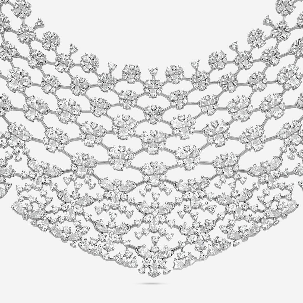 White Plated Party Zircon Necklace-440390 : 440390