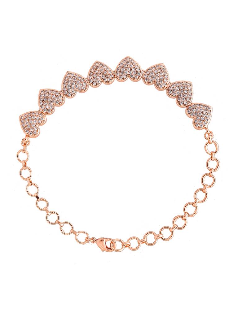 Sparkling Elegance Hearts Zirconia Rose Gold Plated Bracelet : 8905124504255